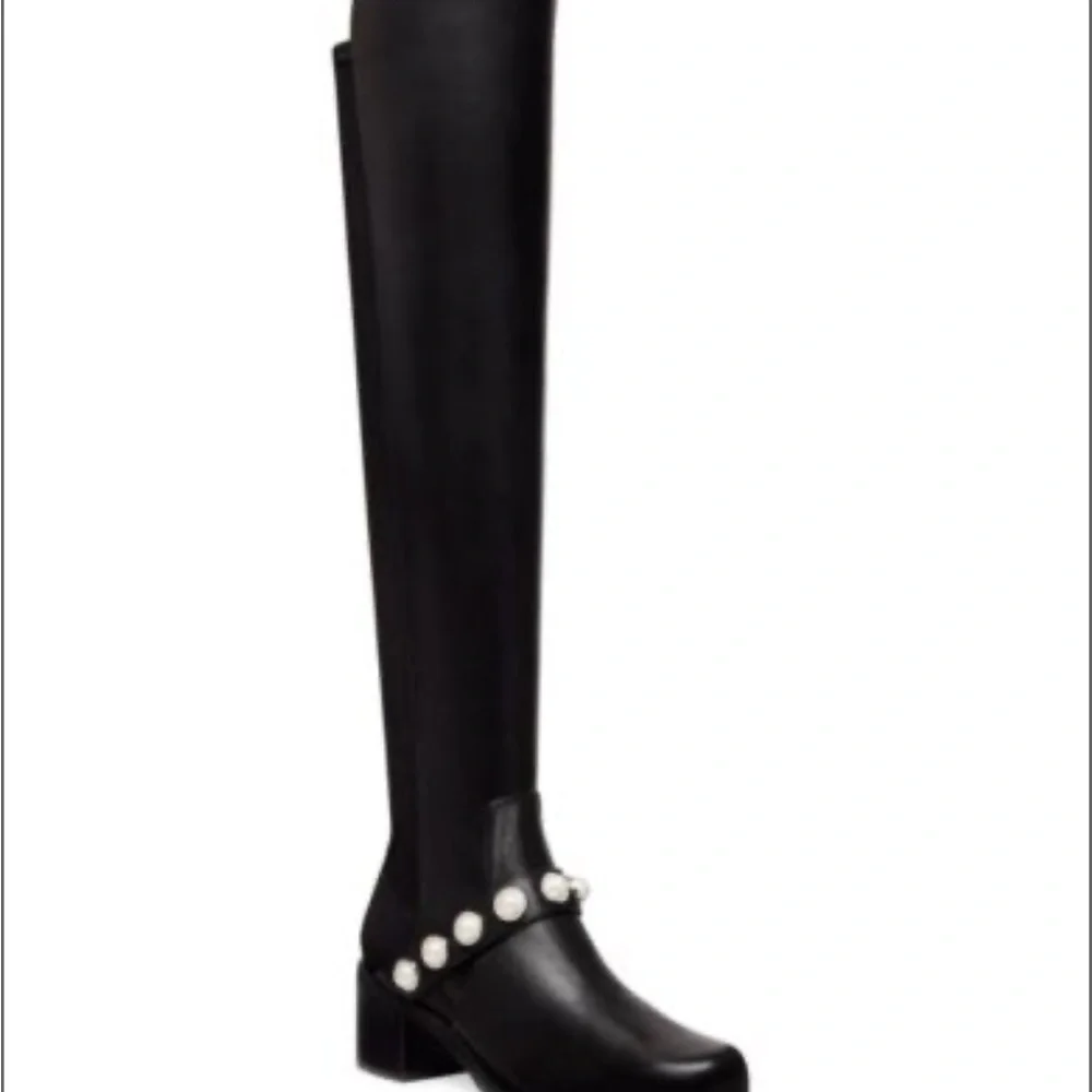 Stuart Weitzman Portia  Over the knee boots with pearl embellished size 8